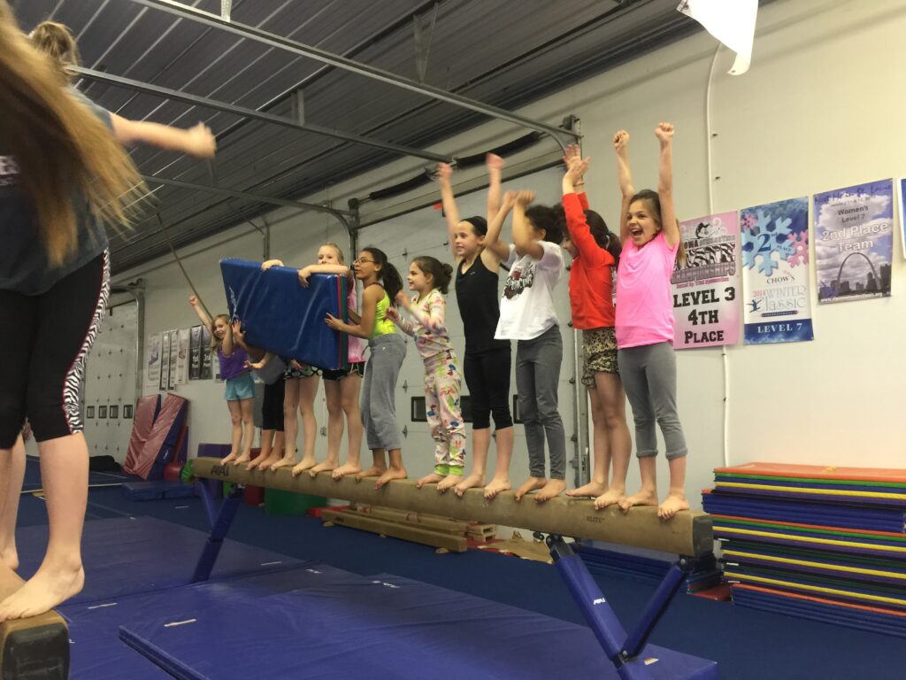 open gym kids on bench